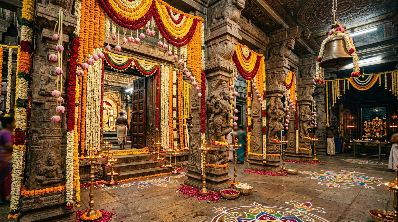 Temple & Idol Decoration by Kumari Flowers